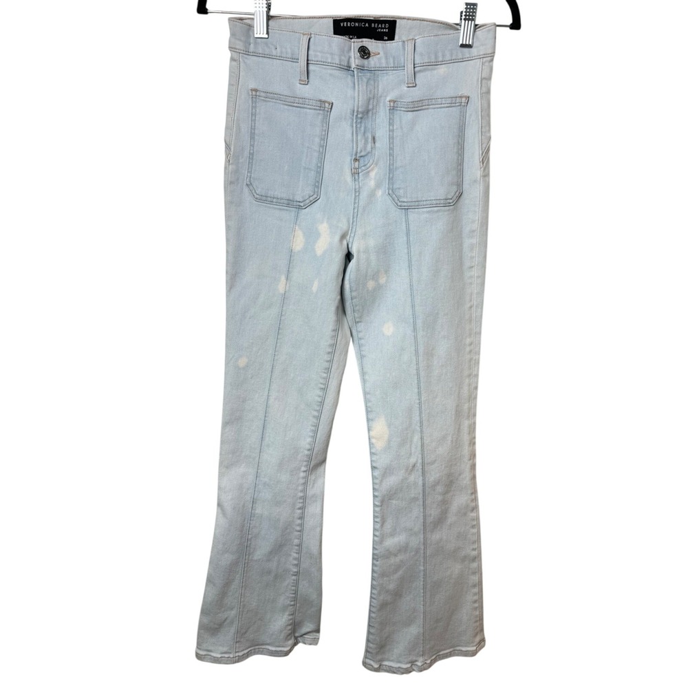 Veronica Beard Jeans Women 26 Blue Flare Patch Pocket Seam Detail High Rise